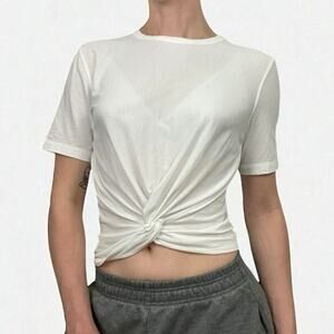 Lululemon Athletica White Short Sleeve Faux Wrap Top